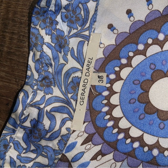 Gerard darel paris silk casual Shirt button down blue white classic fall top - Picture 3 of 4